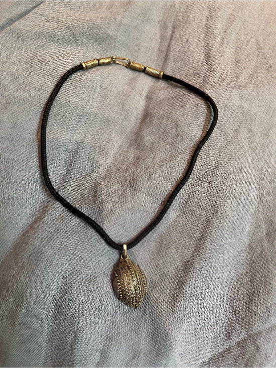 Jewelry - Black Cord Necklace with detailed Silver Pendant